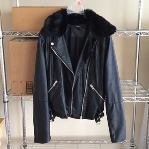 Faux fur biker jacket